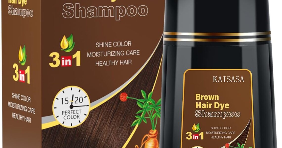 Hair Dye Shampoo 3 in 1, Natural Hair Dye Semi Permanent Hair Color, 100% Gray Hair Cover Up, Hair Dye for Treated Hair Color for Women and Men, 500ML – Brown, – 16.99