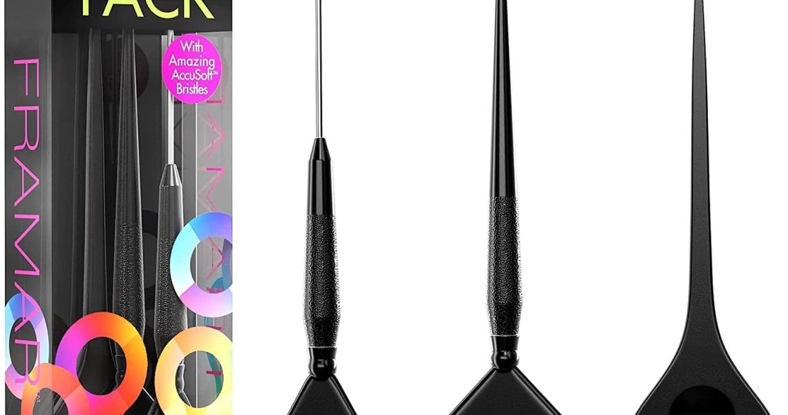 FRAMAR Hair Dye Brush Set  Hair Colour Brush For Hair Bleach Kit, Hair Tint Brush For Hair Lightener, Highlights Hair Dye Kit, Tinting Brush For Root Touch Up, Hair Highlighting Kit  3 Pack Black, – 8.19