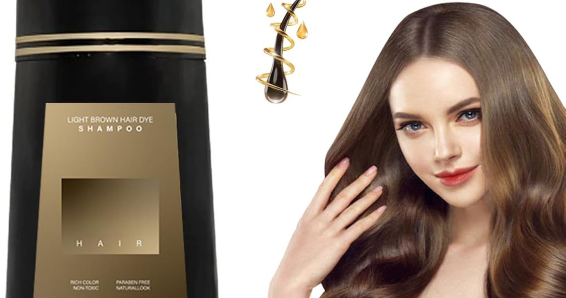 Hair Dye Shampoo, Hair Dye Botanical Formulation No Hair Damage No Bleach, Dark Brown Light Brown Gray Hair Dye Shampoo Instant Hair Color Shampoo for Women Men (Light Brown), –