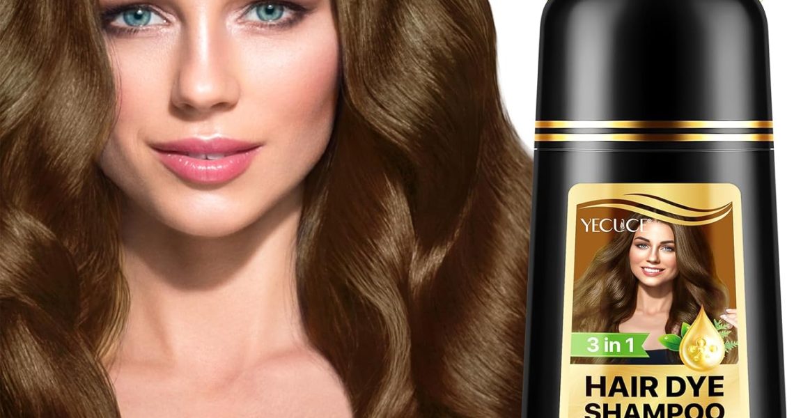 Hair Color Shampoo for Gray Hair, Hair Dye ShampooColors Hair in Minutes, Long-Lasting Color, 3-In-1 Shampoo for Color Treated Hair, Natural Herbal Ingredients Nourish Your Hair (Brown), –