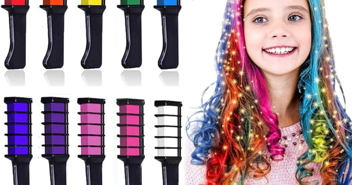 10 Colors Hair Chalk for Girls Kids Gift, Kalolary Temporary Bright Hair Color Dye for Girls and Boys Age 4 5 6 7 8 9 10+, Washable Hair Chalk Comb Gift for Halloween Christmas Birthday Party Cosplay, – 6.99