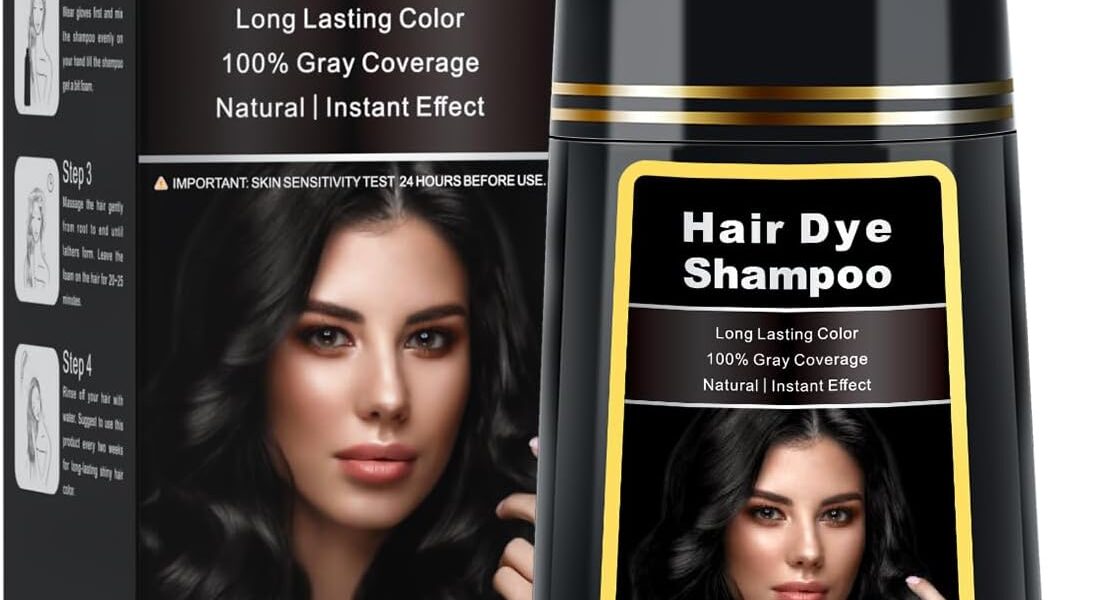 Black Hair Dye Shampoo 3 in 1, Hair Color Shampoo for Women Men Grey Hair Coverage 500ml (Black), – 13.99
