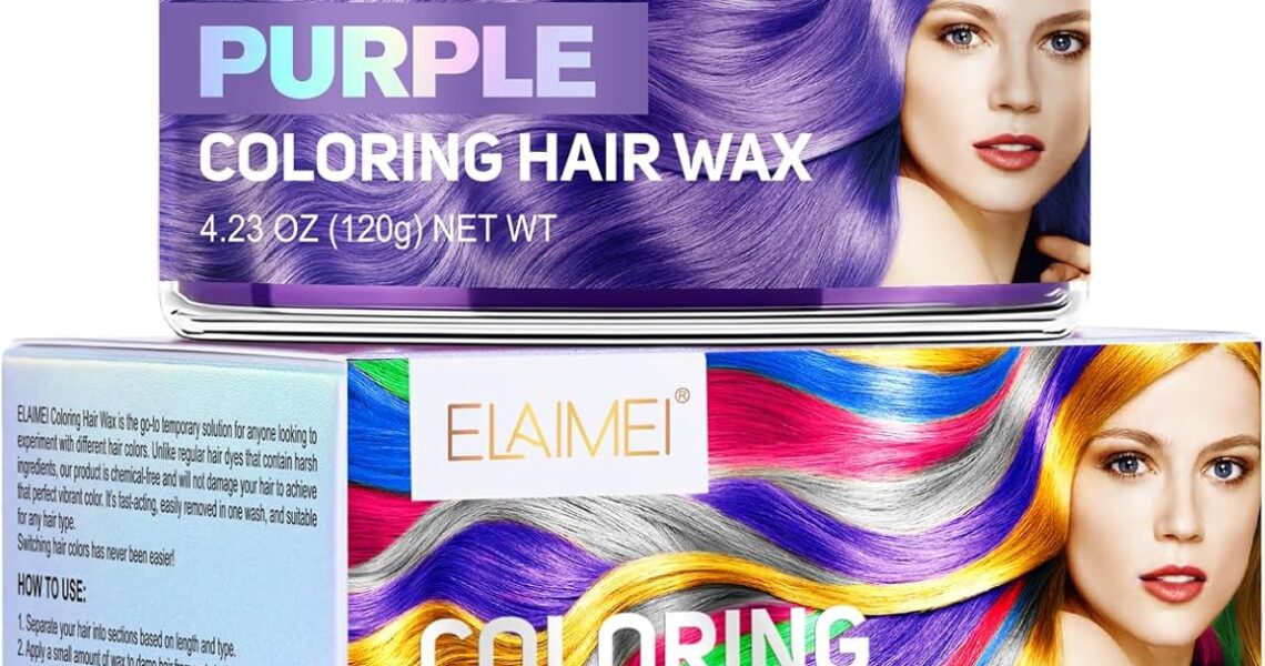 Hair Colour Wax,(Purple) Unisex Men and Women Temporary Blue Hair Dye,Washable Non Permanent Coloured Hair Spray,Hair dye Suitable for Parties, Role Playing,Christmas,Halloween and Masquerade-120g, – 8.99
