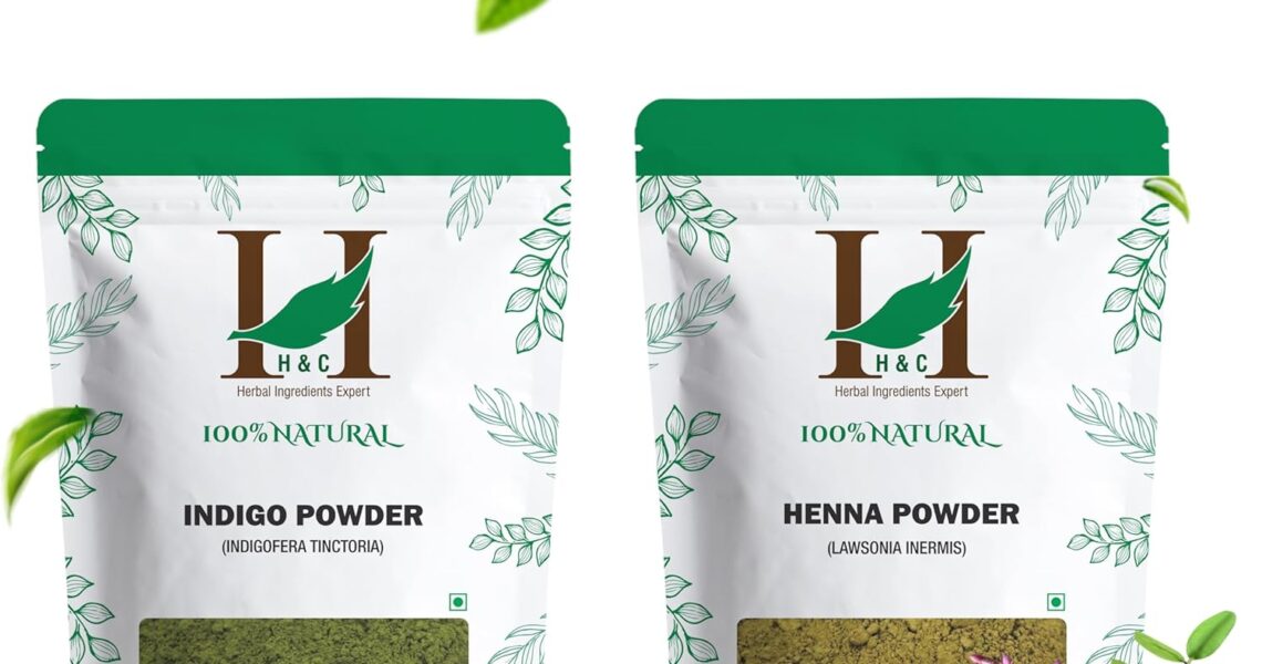 H&C Henna and Indigo Powder Combo Pack – 227 Grams Each | For Hair Coloring, – 13.32