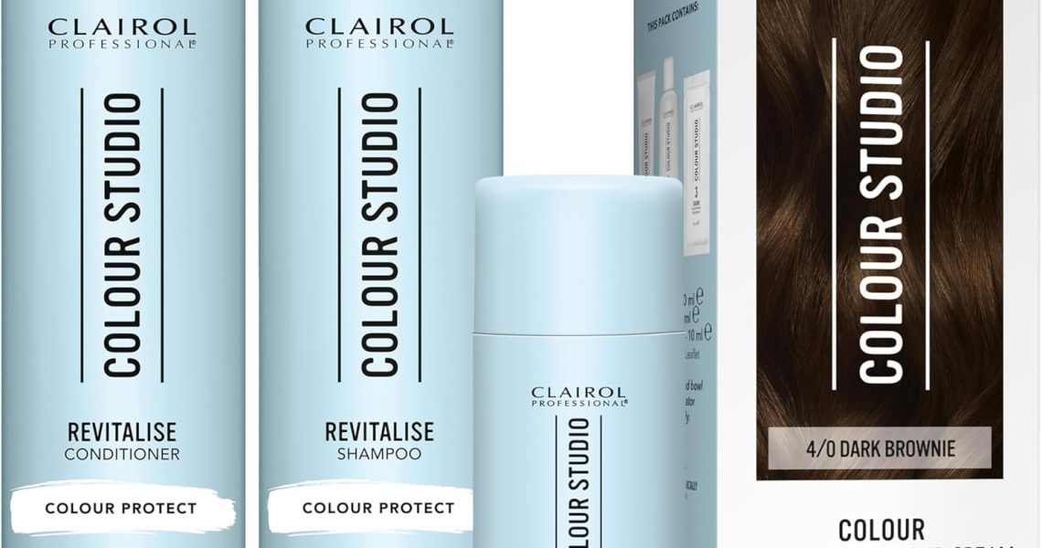 Clairol Colour Studio Permanent Colour Cream Hair Dye Long-lasting Rich Tones 100% Grey Coverage Hair Colouring Kit 3-step Hair Colour Routine 4/0 Dark Brownie, – 29.96