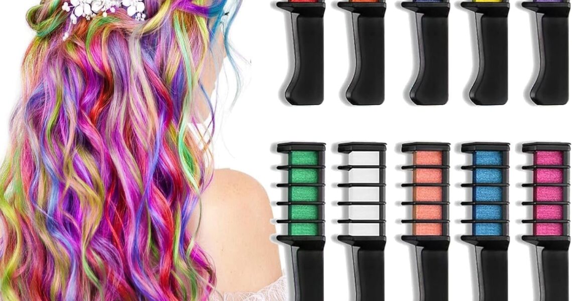 VidFair Hair Chalk Comb for Girls Kids 10 pcs Temporary Bright Washable Hair Color Chalk Dye Makeup Comb Set for Kids Girls Birthday Presents for Birthday Party Christmas Halloween Cosplay, – 6.99