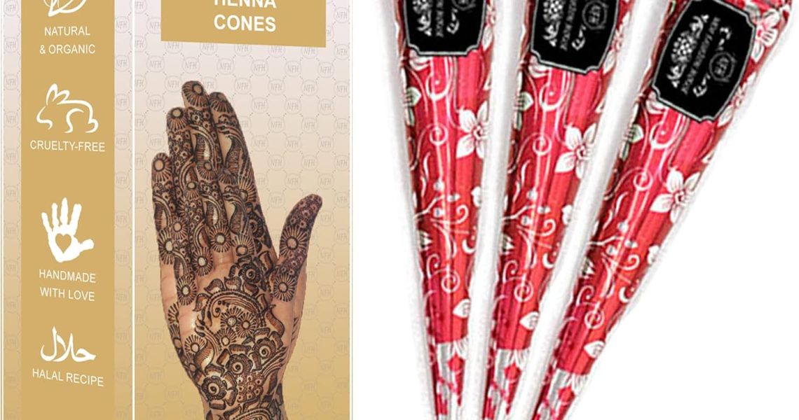 Organic Henna Mehindi XL Cones Ready To Use (Pack of 3) No Chemicals, No Dyes, – 6.99
