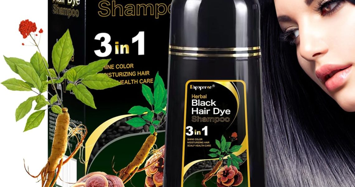 Black Hair Dye Shampoo for Gray Hair, Instant 3 in 1 Hair Dye Shampoo for Women and Men,Natural Herbal Shampoo-Hair Nourishing & Darkening for Men & Women -500ML, – 9.16
