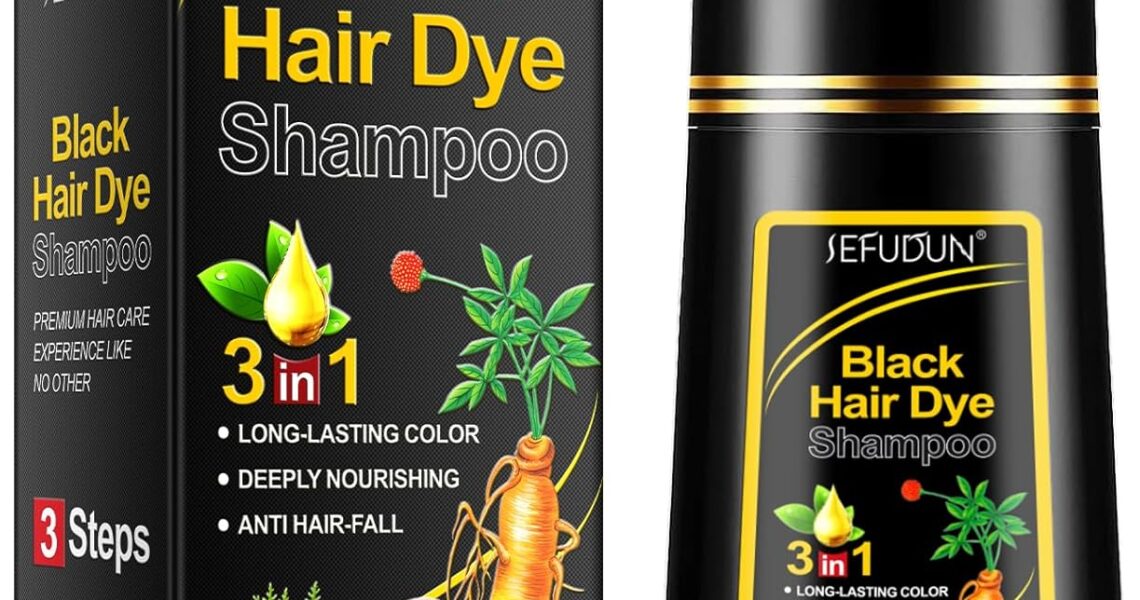 Black hair dye shampoo, instant hair dye shampoo hair dye hair dye, natural, long-lasting hair dye colour shampoo for men, women, hair dye in minutes, 500ML, – 999