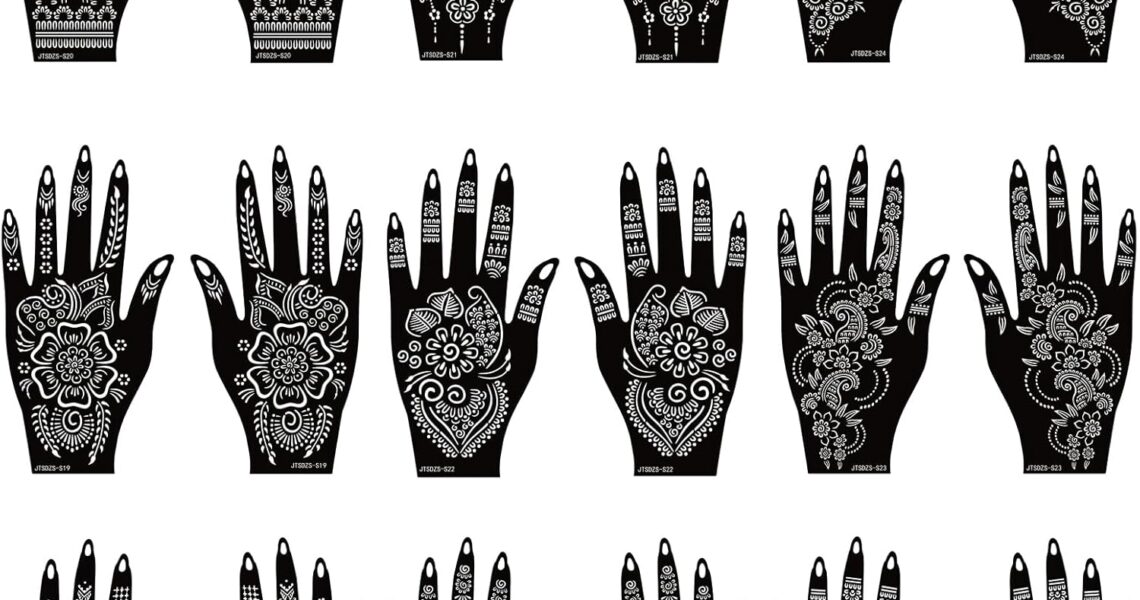 18 Sheets of Henna Stencils for Hands-Indian and Arabian Temporary Tattoo Stickers for Hand and Body Art, – 9.99