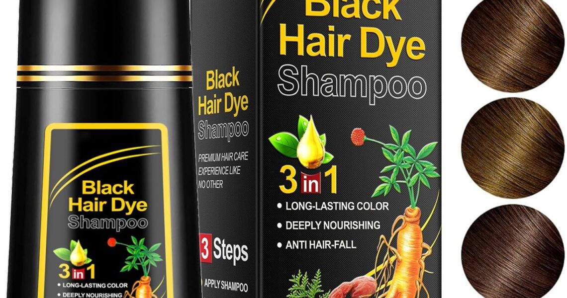 3-in-1 Herbal Hair Dye Shampoo, Natural Black Hair Color Solution for Women & Men, Herbal Hair Dye Shampoo Deeply Nourishing, – 14.99