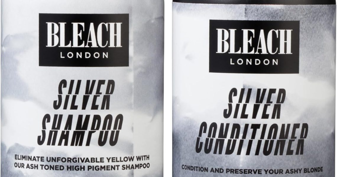 BLEACH LONDON Silver Shampoo 250 ml and Silver Conditioner 250 ml – High Pigmented Ashy Silver Rinse, Vegan Cruelty Free, colour Protected Clean, colour Depositing Toning Formula, –