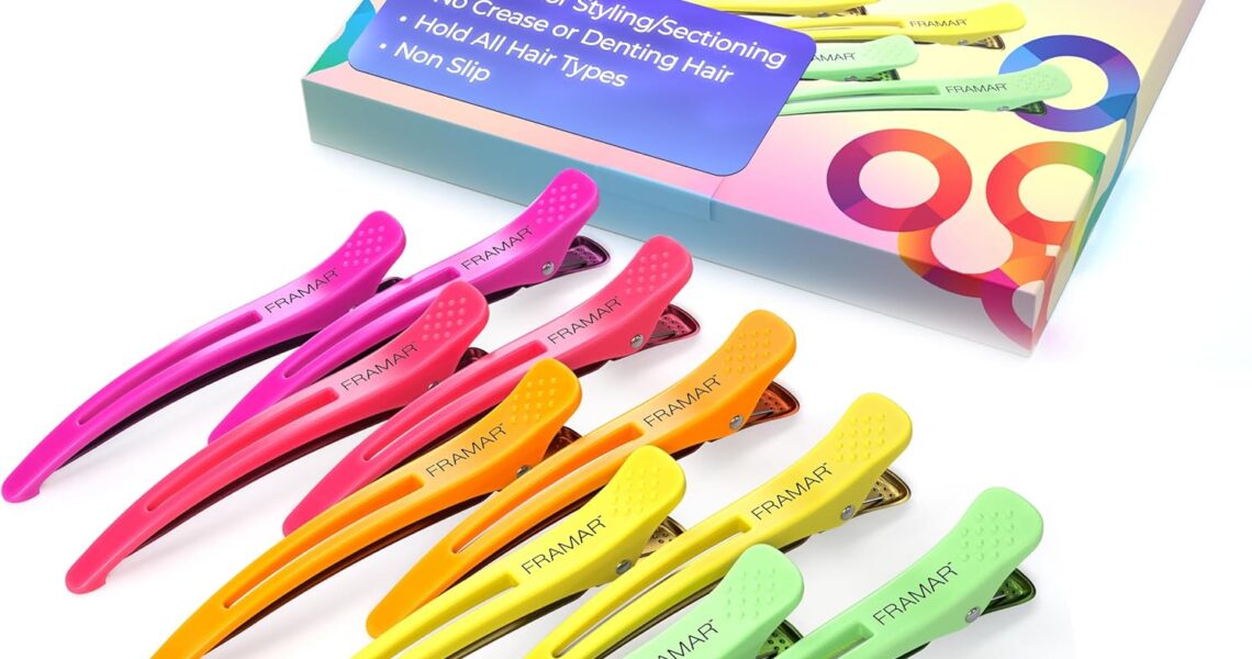 FRAMAR Neon Sectioning Hair Clips  Clips For Hair, Hair Clips For Styling, Hair Sectioning Clips, Creaseless Hair Clips For Women, No Crease Hair Clips For Girls – 10 Pack, – 8.99