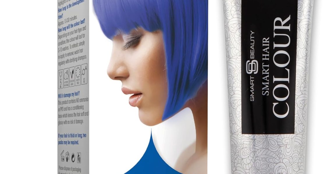 Electric Blue Hair Dye semi permanent hair dye kit for light blonde hair, bright blue hair colour – ammonia, paraben, sulphate and PPD free hair dye 100% vegan, cruelty free formulation, Smart Beauty, – 6.25