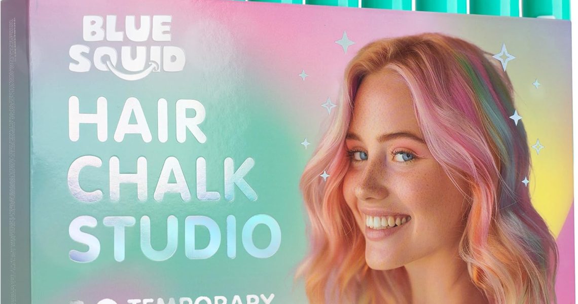 Blue Squid Hair Chalk for Girls Pens  10 Vibrant Temporary Hair Colour Chalks for Kids – Ideal Christmas, Birthday Gifts for Girls & Teens – Kid Safe, Washable Hair Dye for Ages 6 7 8 9 10 11 12, –