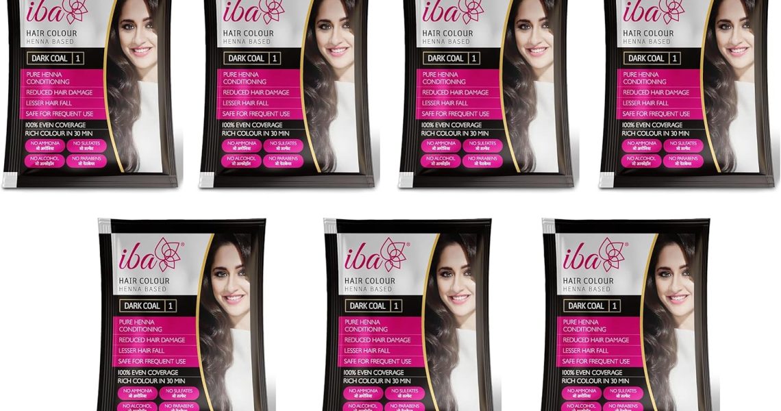 IBA Hair Colour – Dark Coal, 10g (Pack of 7) | Pure Henna Based Powder Sachet | Naturally Coloured Hair & Long Lasting Conditioning | Reduced Hair fall & Hair Damage, – 4.50