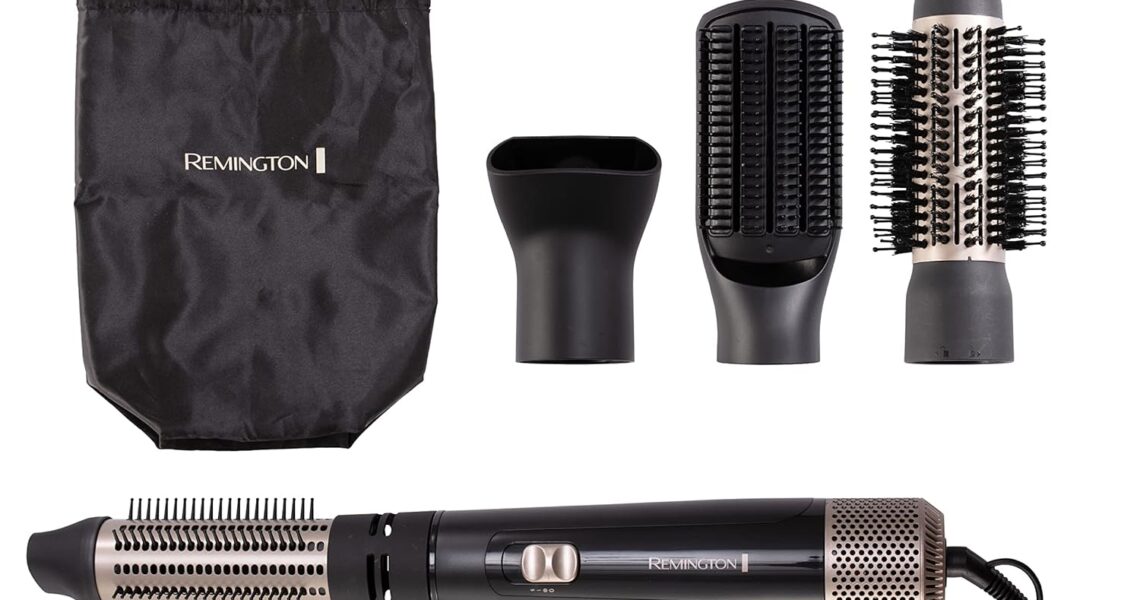 Remington Blow Dry & Style Air Styler – For Mid-Long Length Hair (4 Attachments, 38mm & 50mm Bristle Brush, Firm Paddle Brush, Concentrator, 2 Heat & 2 Speed Settings, Swivel Cord, 1000W) AS7500, – 39.99