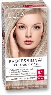 ELEA PROFESSIONAL PERMANENT HAIR COLOR CREAM 9.1 VERY LIGHT BAG BLOND WITH OIL CARE COMPLEX, – 6.99
