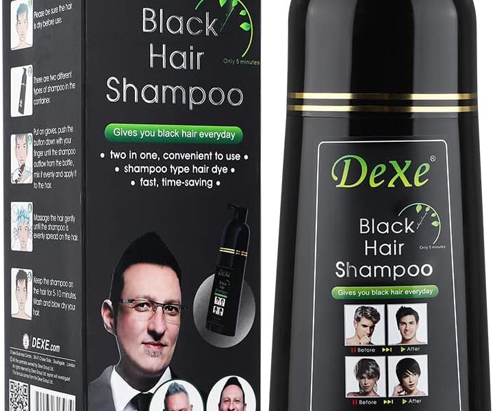 YUOLITA 400ml Dexe Black Hair Shampoo for Natural Hair, Instant Hair Blackening Dye Hair Dye Shampoo Black Color for Men Women, Mild Plant Formula Lasts 30 Days, – 16.99