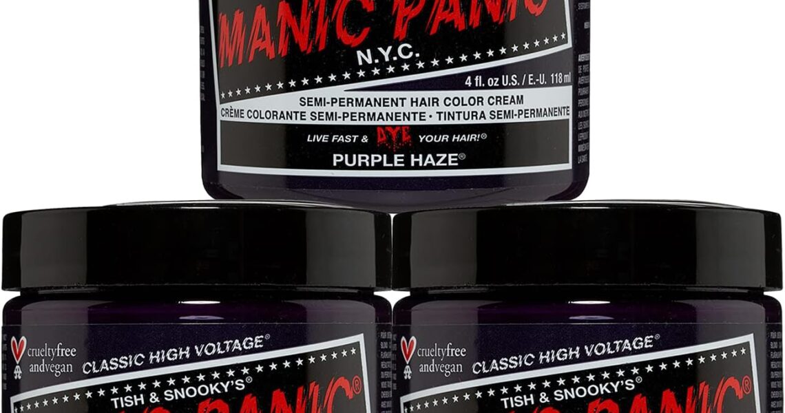 Manic Panic Purple Haze Classic Creme, Vegan, Cruelty Free, Purple Semi Permanent Hair Dye 3 x 118ml, – 31.94
