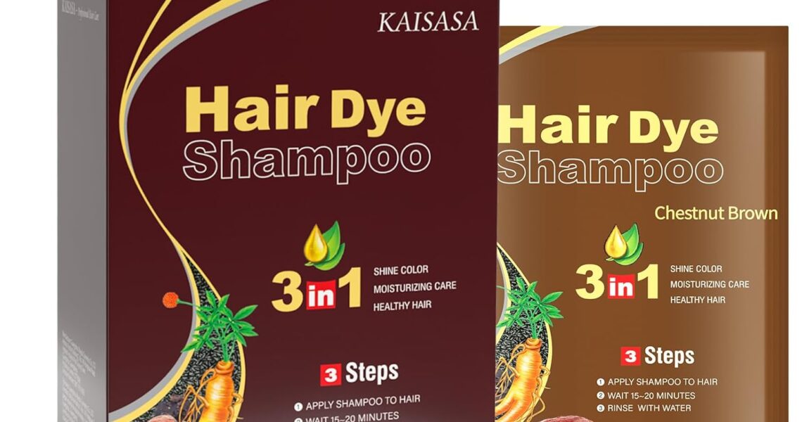 Black Hair Dye Shampoo, 10pcs hair dye shampoo 3 in 1, Natural Herbal Dye Shampoo for Grey Hair Coverage Hair Color Shampoo for Women and Men (1.05fl oz *10) (Chestnutbrown), – 9.99